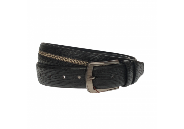 Curea barbati, casual-eleganta, din piele ecologica, latime 3.5 cm, negru - NB030